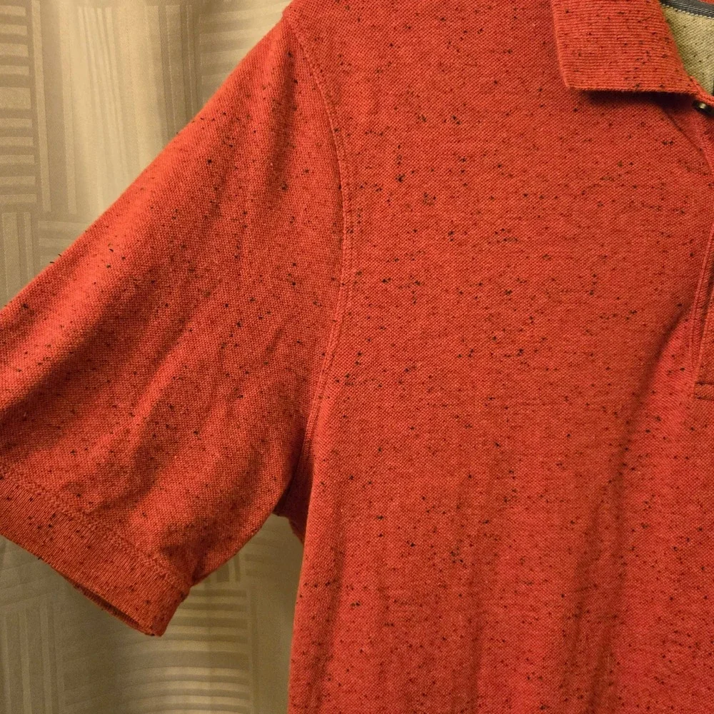 Banana Republic Mens Large Tall Red Speckled Elephant Logo Polo Shirt Standard
